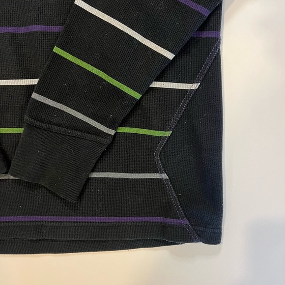 Volcom Y2K Black Long Sleeve with Green, Purple, and Gray Stripes - Picture 2 of 6
